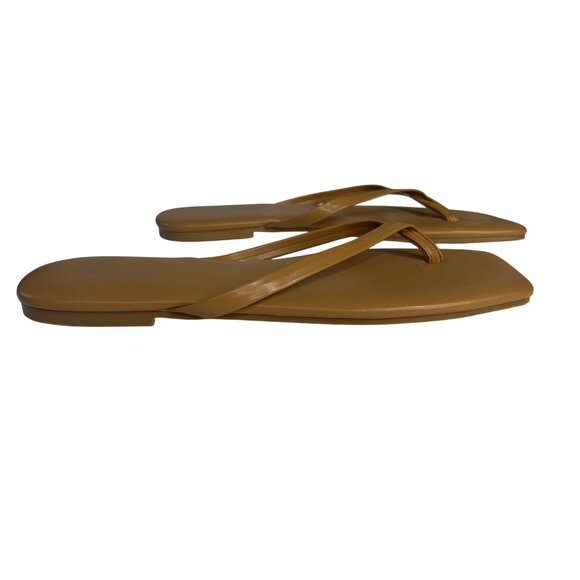 Gorfen Square Toe Flip Flop Sandals Womens Size 7 Tan - Picture 1 of 8